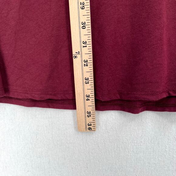 JOHNNY WAS CALME Flute Sleeve Swing Dress Womens Medium Burgundy Maroon Pom Pom - Picture 15 of 15